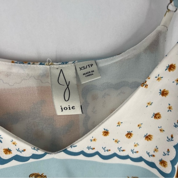 Joie Silky Chiffon Multicolor Handkerchief Print V Neck‎ Tank Top - Picture 7 of 10